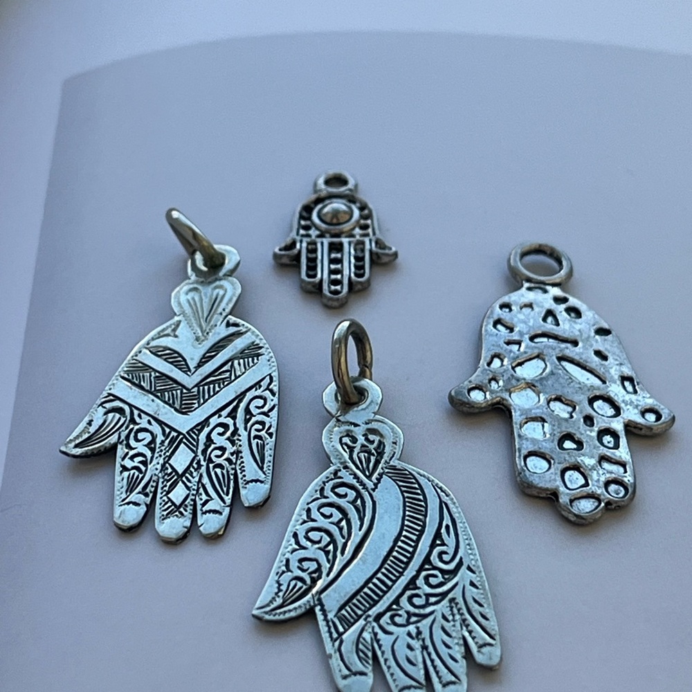 Hamsa Hand Silver Charms Set - 4pcs